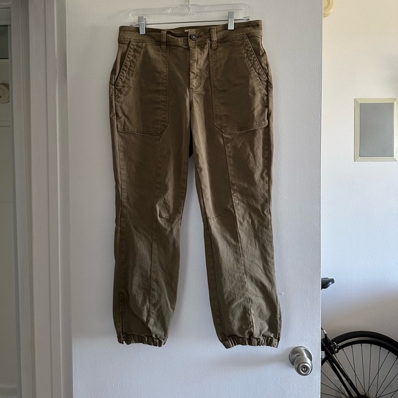 La Vie Rebecca Taylor Stretch Brushed Twill Army Green Relaxed Jogger size 29 - Picture 4 of 9